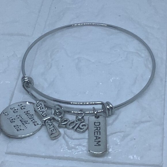 Graduation Bracelet She Believed She Could So She Did Inspirational Charm Bangle - Picture 8 of 8